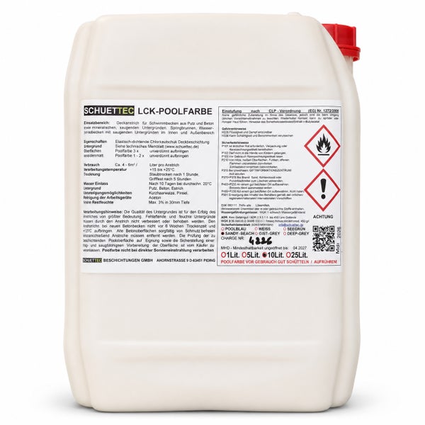 SCHUETTEC LCK-Poolfarbe Sandy-Beach 10 Liter Kanister Chlorkautschuk-Deckbeschichtung. Entzündlich und gesundheitsschädlich.