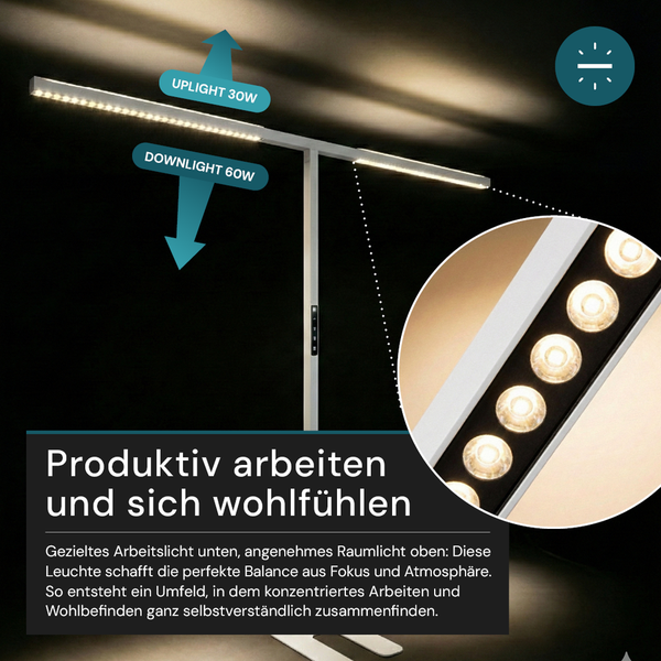 Stehleuchte mit Uplight und Downlight für Arbeitszimmer
