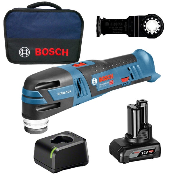 Bosch Akku-Multifunktionswerkzeug mit Zubehör, Akku und Ladegerät in Tasche