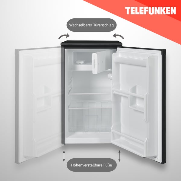 Telefunken Kühlschrank mit 2-Sterne Gefrierfach Freistehend 81 Liter Kühlschrank klein CF-32-152-B schwarz