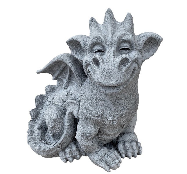 Dekorative Gartenfigur Drache aus Stein für den Außenbereich