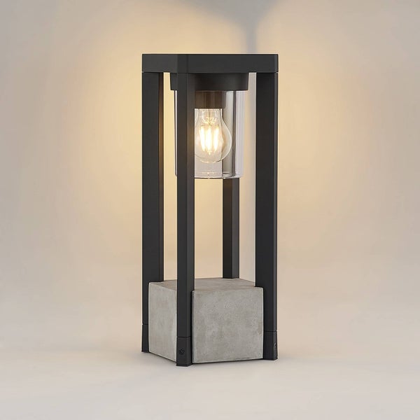 Lucande Außenleuchte Kalisa (spritzwassergeschützt (Modern) in Alu aus Aluminium (1 flammig, E27) - Wegeleuchte Pollerleuchte Wegelampe Sockelleuchte