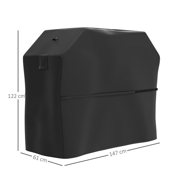 Outsunny Grillabdeckung BBQ Abdeckung Wetterfest Gasgrill Abdeckhaube mit Klettverschlüssen, 600D Oxford, Schwarz, 147 x 61 x 122cm