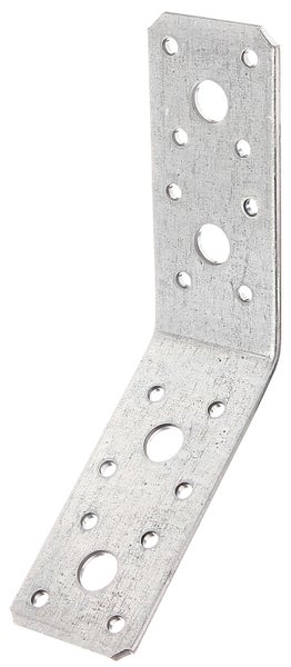 Winkelverbinder aus verzinktem Stahl zur Holzverbindung mit diversen Lochdurchmessern für Schrauben oder Nägel.