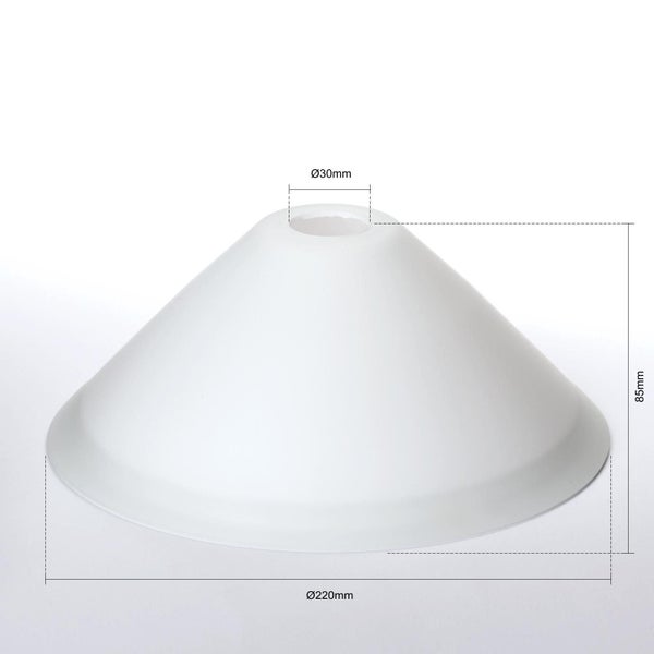 Glas Lampenschirm Ersatzglas weiß E14 Lochmaß Fassung ø 30mm Kegel Schusterschirm