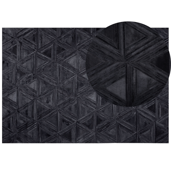 Teppich KASAR Schwarz 160 x 230 cm Echtleder