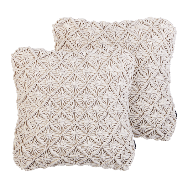 Dekokissen 2er Set KIZKALESI Baumwolle 45 x 45 cm Hellbeige Geometrisches Muster