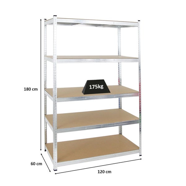 PROREGAL Schwerlastregal Ragnar HxBxT 180 x 120 x 60 cm Fachlast 175 kg Verzinkt