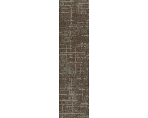 Dunkelgrauer Teppichläufer mit geometrischem Linienmuster und strukturierter Oberfläche.