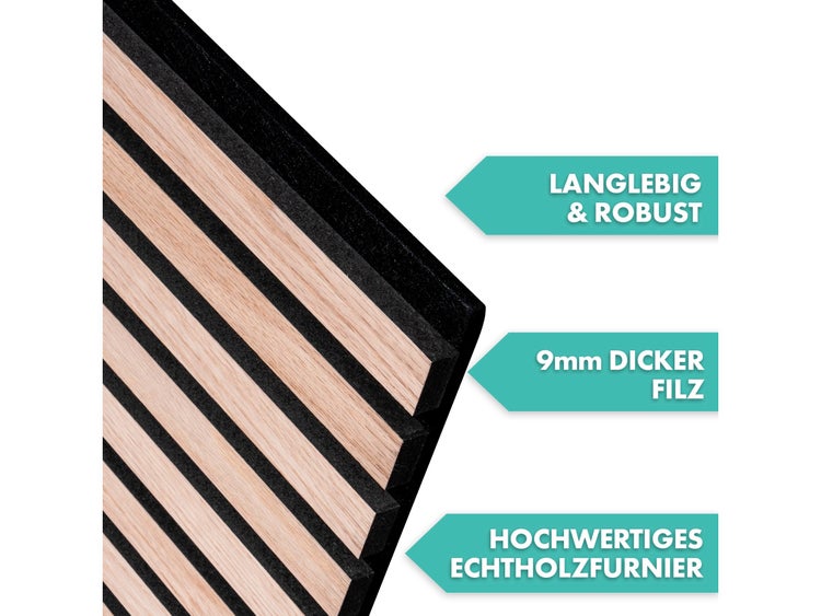 FLOORDIREKT Akustikpaneel - für Angenehme Raumakustik - in Holzoptik - 118 x 60 cm - White Oak