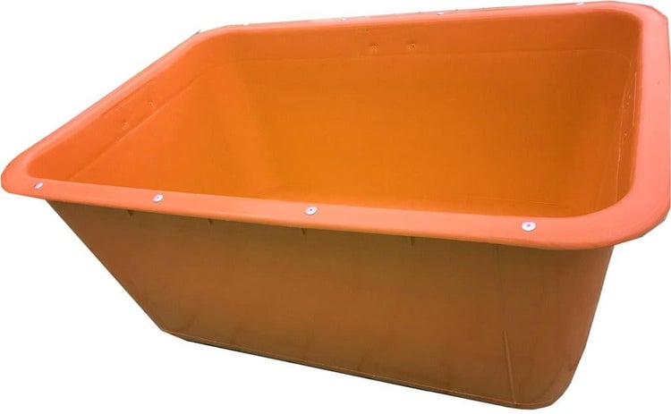 Mörtelkübel Stahl-Schiene Mörtelwanne, Pflanzkübel, 200 Liter   Fehlfarben, Fehldruck / orange