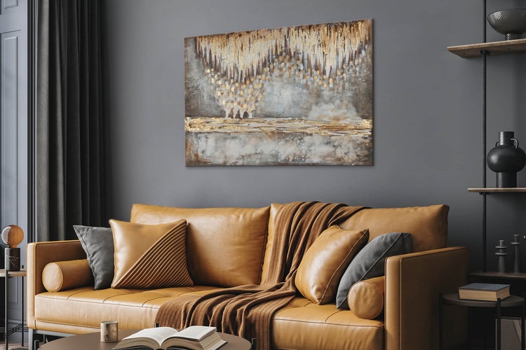 Handgemaltes Gemälde Acrylfarbe 120x80cm Beige