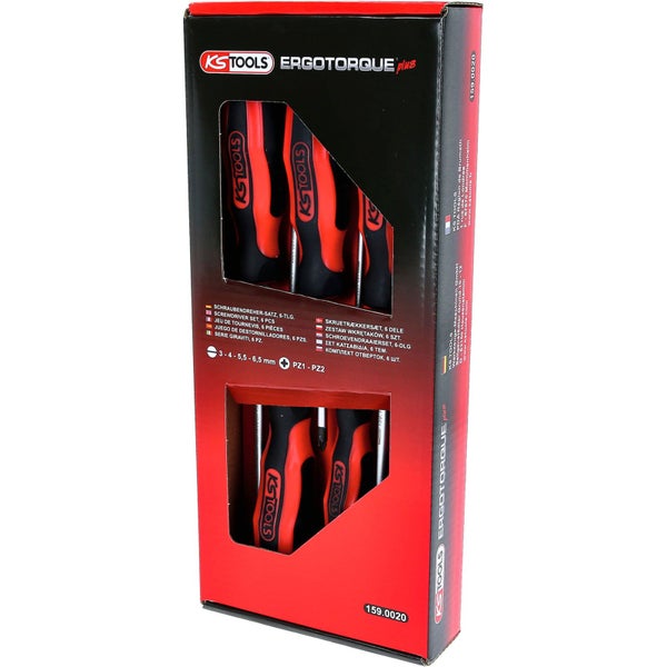 KS TOOLS ERGOTORQUEplus Schraubendreher-Satz 6tlg. Schlitz PZ - 159.0020