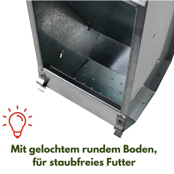 Futterspender Hühnerstall Kaninchen Futtertrog verzinkt 1 kg Futterautomat Stallmontage Metall Futterspender Geflügel Futternapf mit Deckel für Kleintiere