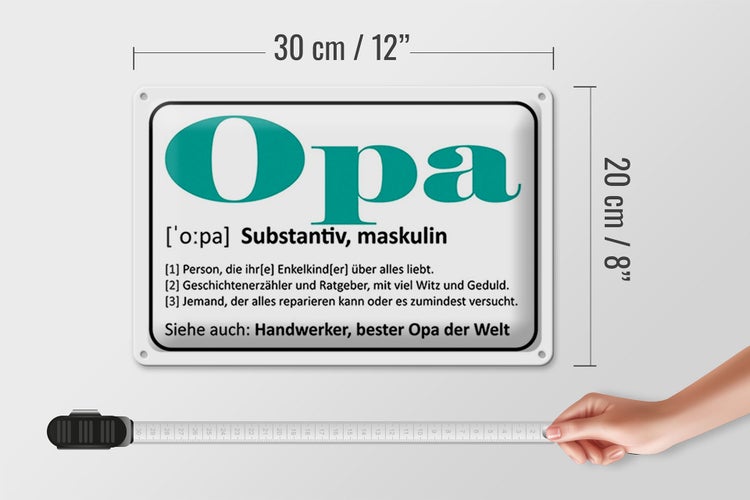 Blechschild Spruch 30x20cm Opa Handwerker bester Opa Welt
