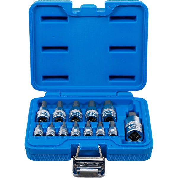 BGS Bit-Einsatz-Satz Antrieb Innenvierkant 6,3 mm (1/4) / 10 mm (3/8) / 12,5 mm (1/2) Innensechskant 2 - 14 mm 13tlg. - 74257