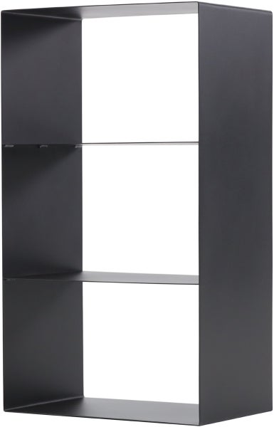 Schwarzes Wandregal mit drei Fächern