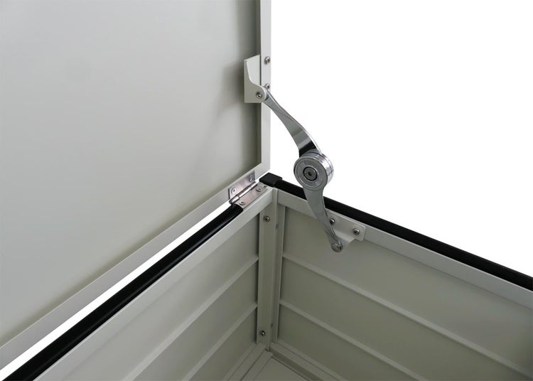 Detailansicht eines vertikalen Aluminiumpfostens mit Montagehalterung und Gummifuß.