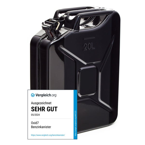 Oxid7 Metall Kraftstoffkanister mit 20 Liter Fassungsvermögen inklusive Auszeichnung Sehr Gut von Vergleich.org