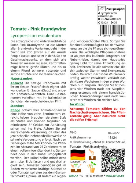 SAFLAX Garden to go - Tomate - Pink Brandywine - Lycopersicon esculentum - 10 Samen - Mit Topf, Klima - Deckel und Anzuchtsubstrat