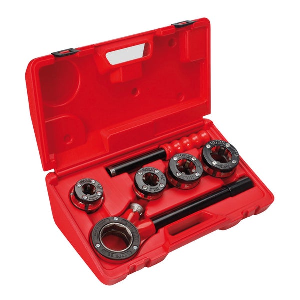 Rohrgewindeschneidsatz im roten Werkzeugkoffer