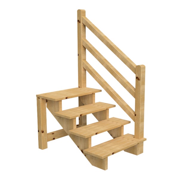 Holztreppe mit Geländer für den Gartenbereich