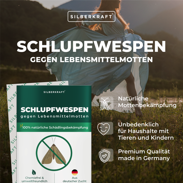 Schlupfwespen gegen Lebensmittelmotten 3 Lieferungen je 10 Karten (30 Karten gesamt)