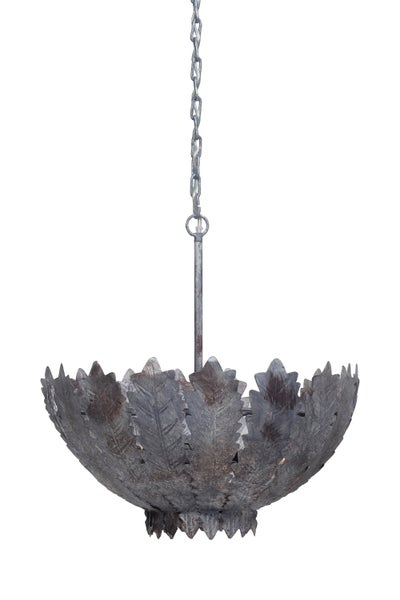 Vintage Barock Hängelampe Silber, Rustikaler Metall-Kronleuchter 31 cm | Wohnzimmer Esszimmer Leuchte