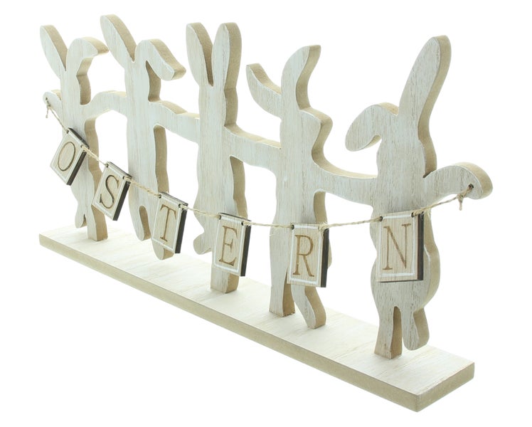 FRANK FLECHTWAREN | Osterdeko Hasentanz, MDF, 36,5 x 4 x 17,5 cm