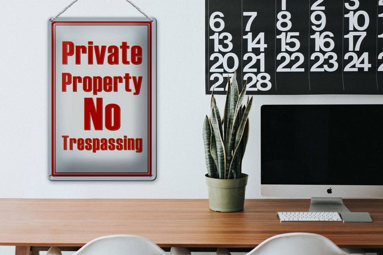 Blechschild Hinweis 20x30cm private Property No Trespassing