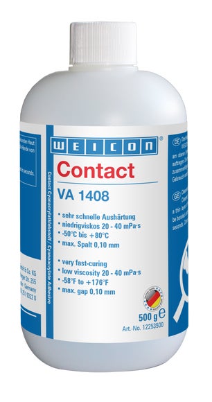 WEICON VA 1408 Cyanacrylat-Klebstoff | feuchtigkeitsbeständiger, niedrigviskoser Sekundenklebstoff | 0,5 kg
