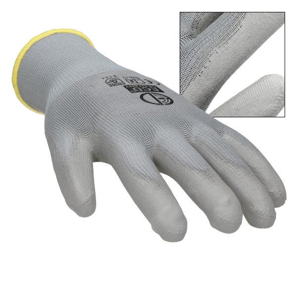 ECD Germany 24 Paar Arbeitshandschuhe mit PU-Beschichtung, Größe 8-M, Grau, atmungsaktiv, rutschfest, robust, Mechanikerhandschuhe Montagehandschuhe Schutzhandschuhe Gartenhandschuhe Handschuhe