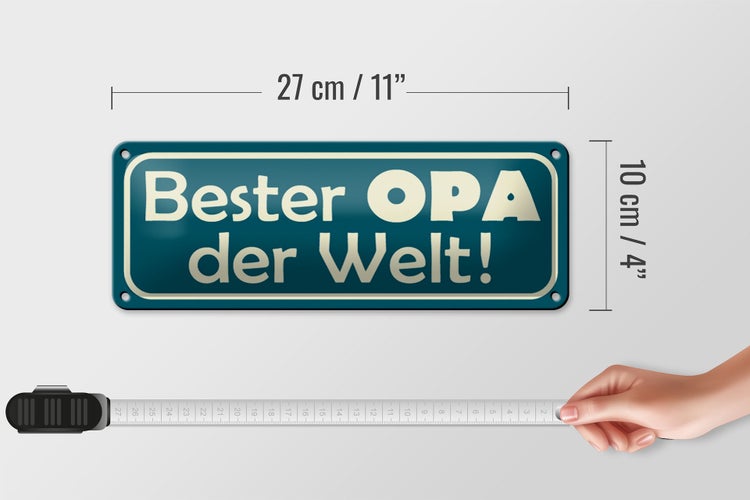 Blechschild Spruch 27x10cm Bester Opa der Welt Dekoration