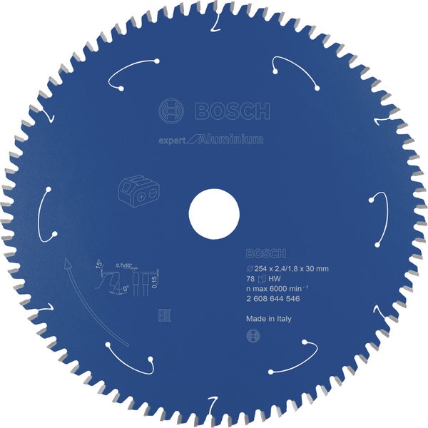 Bosch Kreissägeblatt Expert for Aluminium für Akku-Tischkreissägensägen 254 x 2,4 / 1,8 x 30 78 Zähne - 2608644546