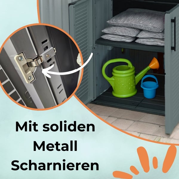 Gartenschrank 3-türig Kunststoff Balkon Haushaltsschrank Werkstatt Wetterfest halbhoch Kunststoffschrank