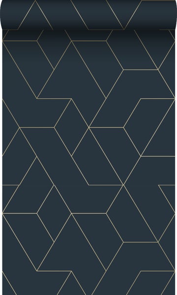 Origin Wallcoverings Tapete grafische Linien Dunkelblau und Gold - 50 x 900 cm - 347908