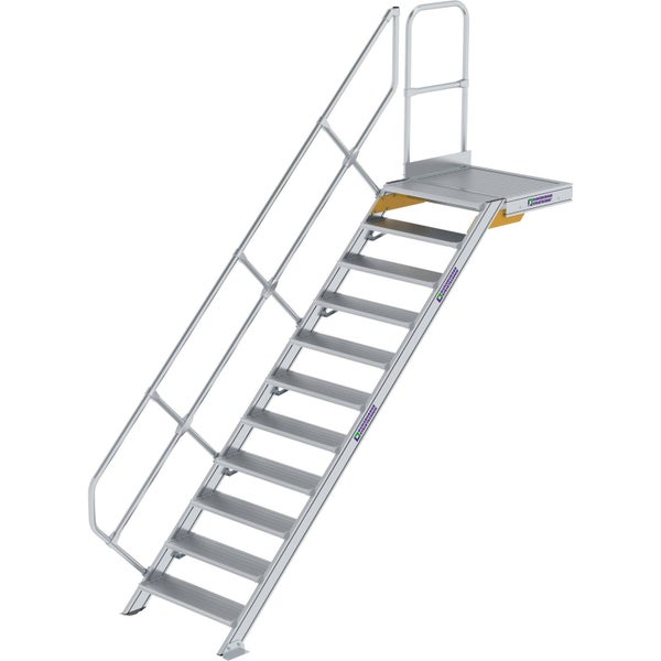 Günzburger Steigtechnik Treppe mit Plattform 45° Stufenbreite 800 mm 11 Stufen Aluminium geriffelt - 600451