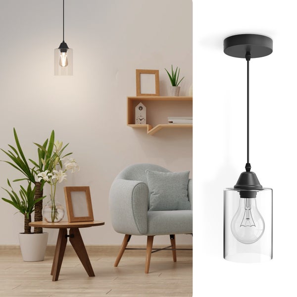 EMKE Pendelleuchte Kyle, 1 flammig Hängeleuchte Glas, Kronleuchter Design Pendellampe Modern Innen Dekoration Hängelampe, Esstischlampe Wohnzimmerlampe für E27