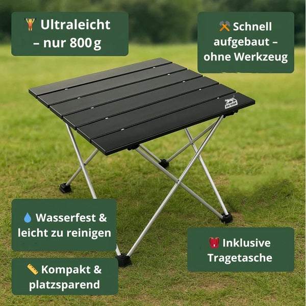 Leichter Campingtisch aus Aluminium, wasserfest und leicht zu reinigen