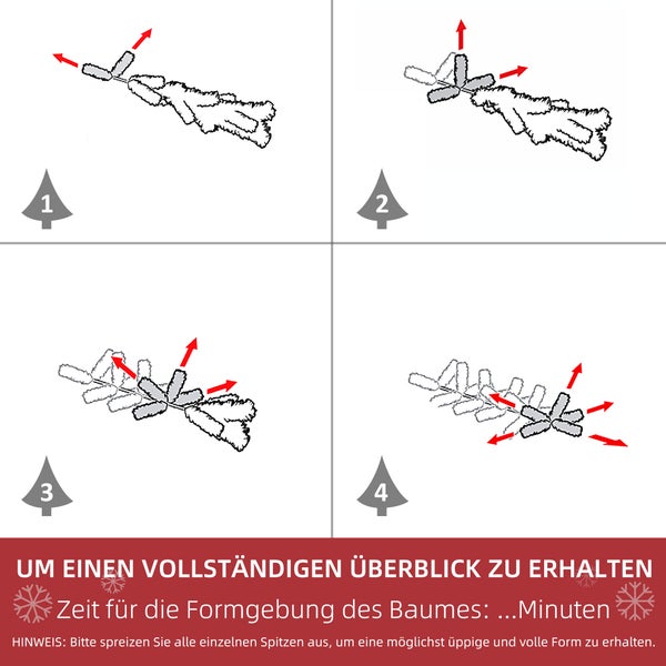 HOMCOM Künstlicher Weihnachtsbaum, 120 cm Kunstkiefer mit Kunstschnee, mit 200 Astspitzen faltbar Standfuß, für Weihnachtsfest, Indoor, Grün+Weiß