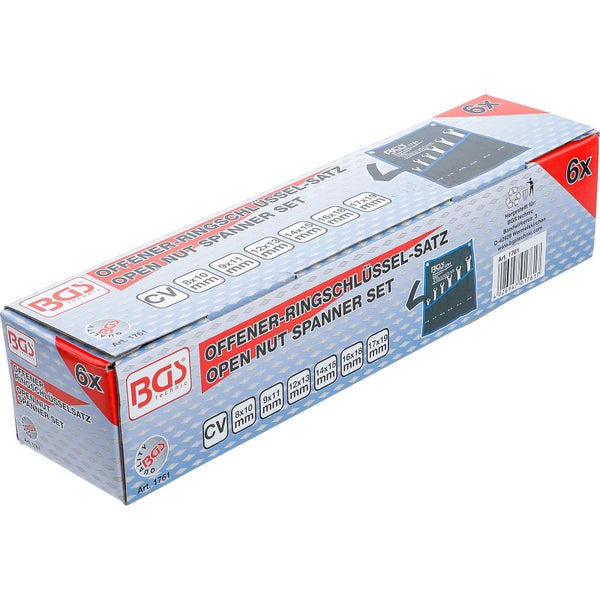BGS Offener Doppel-Ringschlüssel-Satz SW 8 x 10 - 17 x 19 mm 6tlg. - 1761