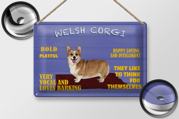 Blechschild Spruch 30x20cm Welsh Corgi Hund bold playful