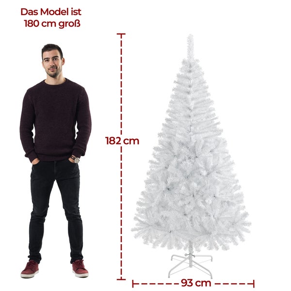 Weißer künstlicher Weihnachtsbaum mit Metallständer, circa 182 cm hoch