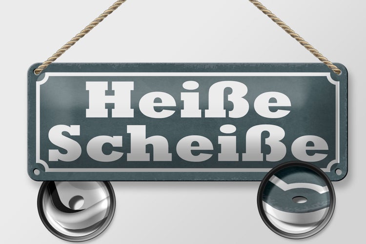 Blechschild Spruch 27x10cm heiße Scheiße Dekoration