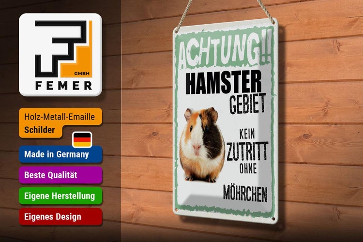 Blechschild Spruch 20x30cm Achtung Hamster Gebiet kein Zutritt