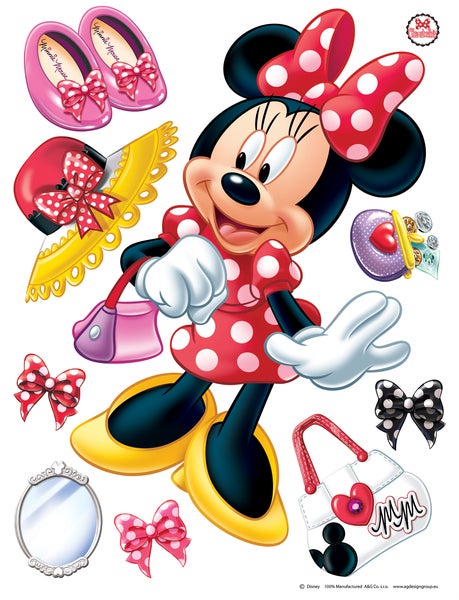 Disney Wandtattoo Minnie Maus Rot, Weiß und Gelb - 85 x 65 cm - 600100