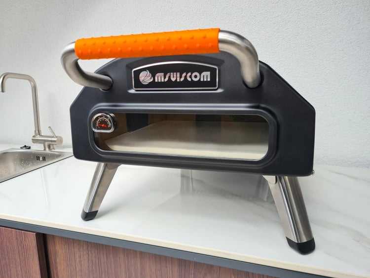 MSUVISCOM Pizzaofen mit Thermometer und Tragegriff