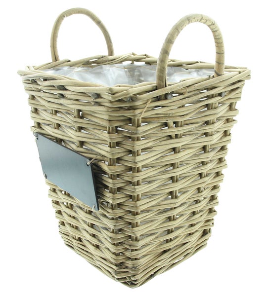 FRANK FLECHTWAREN | Pflanzkorb Weiden-Chic, WEIDE, RATTAN, MDF, FOLIE, 27 x 27 x 30 cm