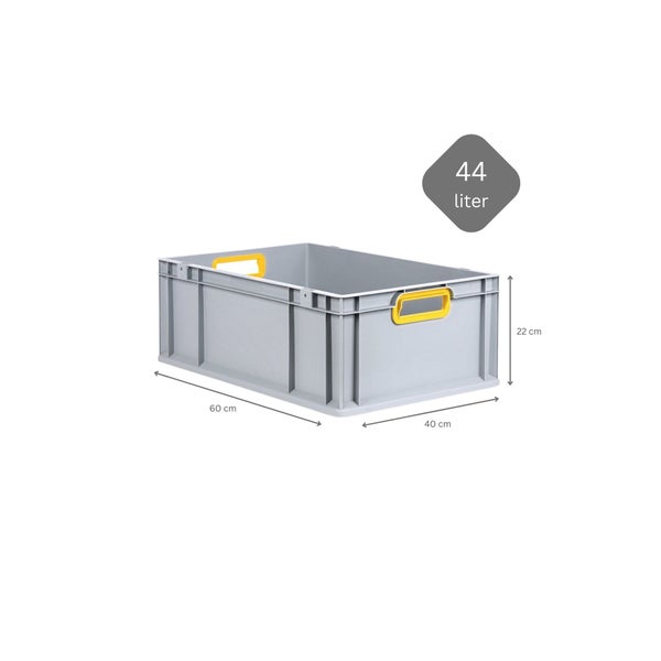 PROREGAL Spar Set 5x Eurobox Nextgen Color Mit Auflagedeckel & Schiebeschnappverschlüsse HxBxT 22 x 40 x 60 cm Griffe Gelb Offen Verstärkter Boden