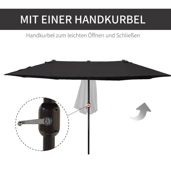 Outsunny Sonnenschirm, L460 x B270 x H240 cm, Stahl, Polyester, ABS, schwarz